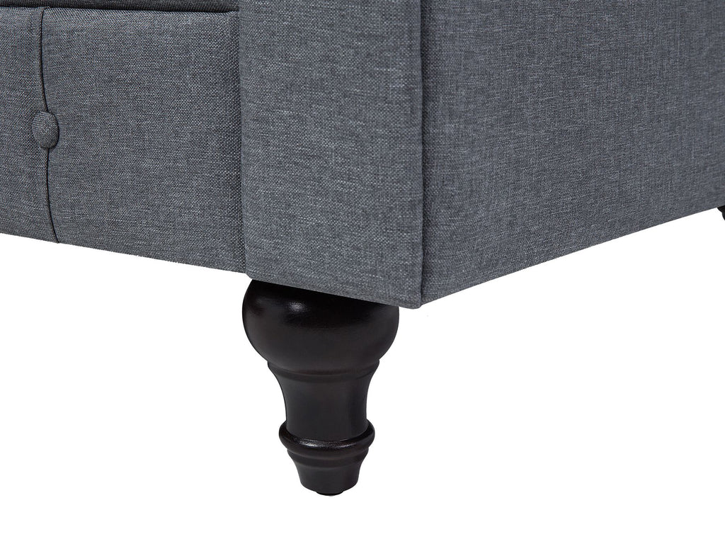 Corner Sofa CHESTERFIELD Fabric Grey 6 Seater Right Hand