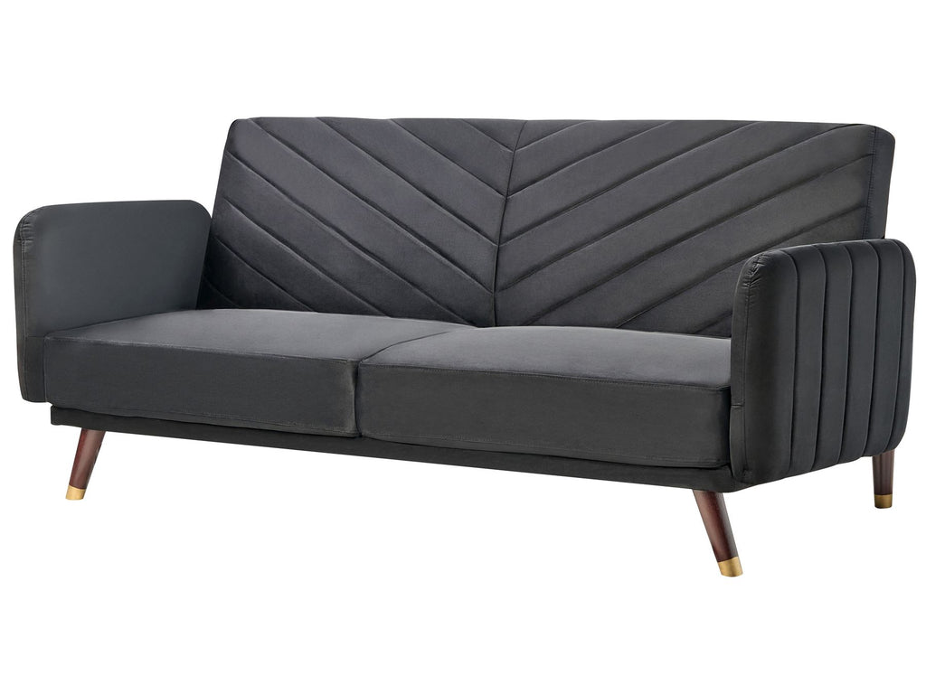 Sofa Bed SENJA Velvet Black 3 Seater