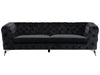3 Seater Velvet Fabric Sofa Black