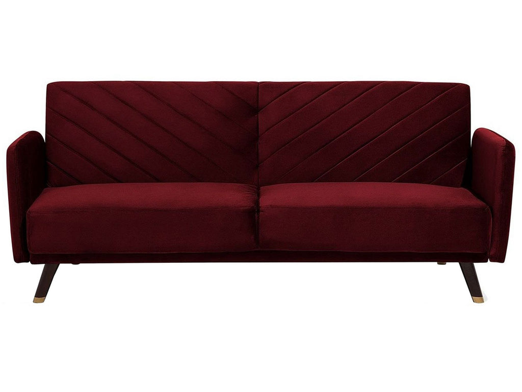 Sofa Bed SENJA Velvet Dark Red 3 Seater