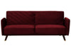 Sofa Bed Velvet Dark Red 3 Seater