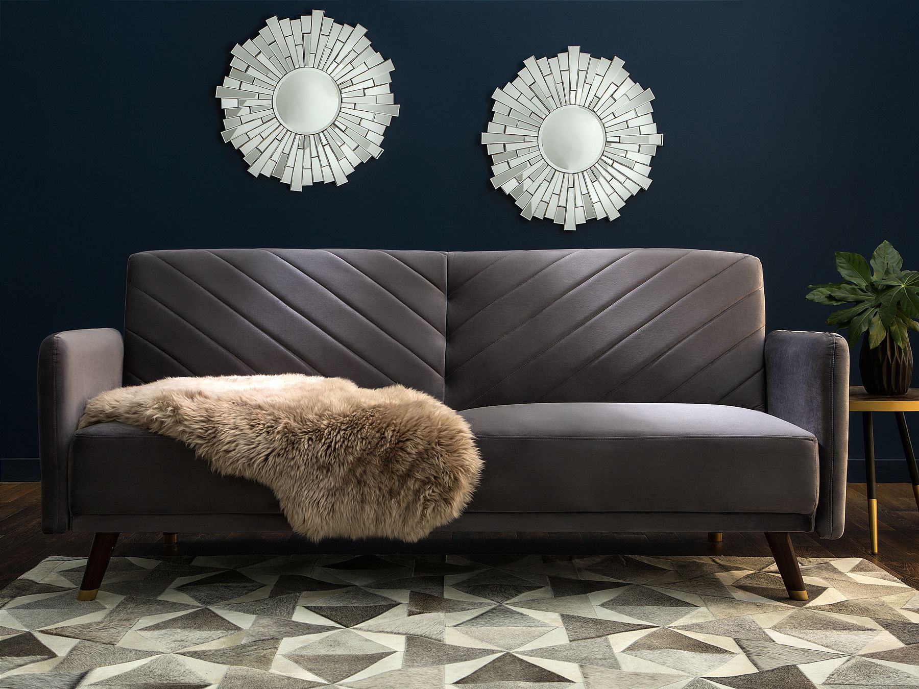 Sofa Bed SENJA Velvet Grey 3 Seater