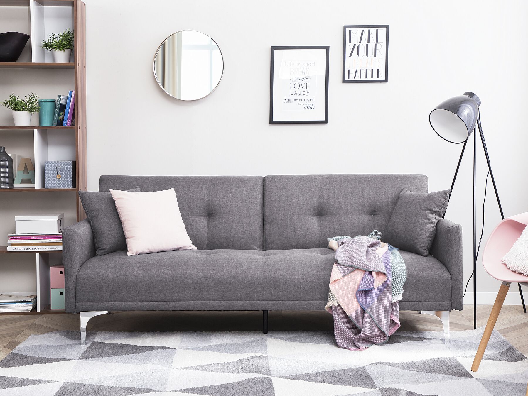 Sofa Bed LUCAN Fabric Grey 3 Seater
