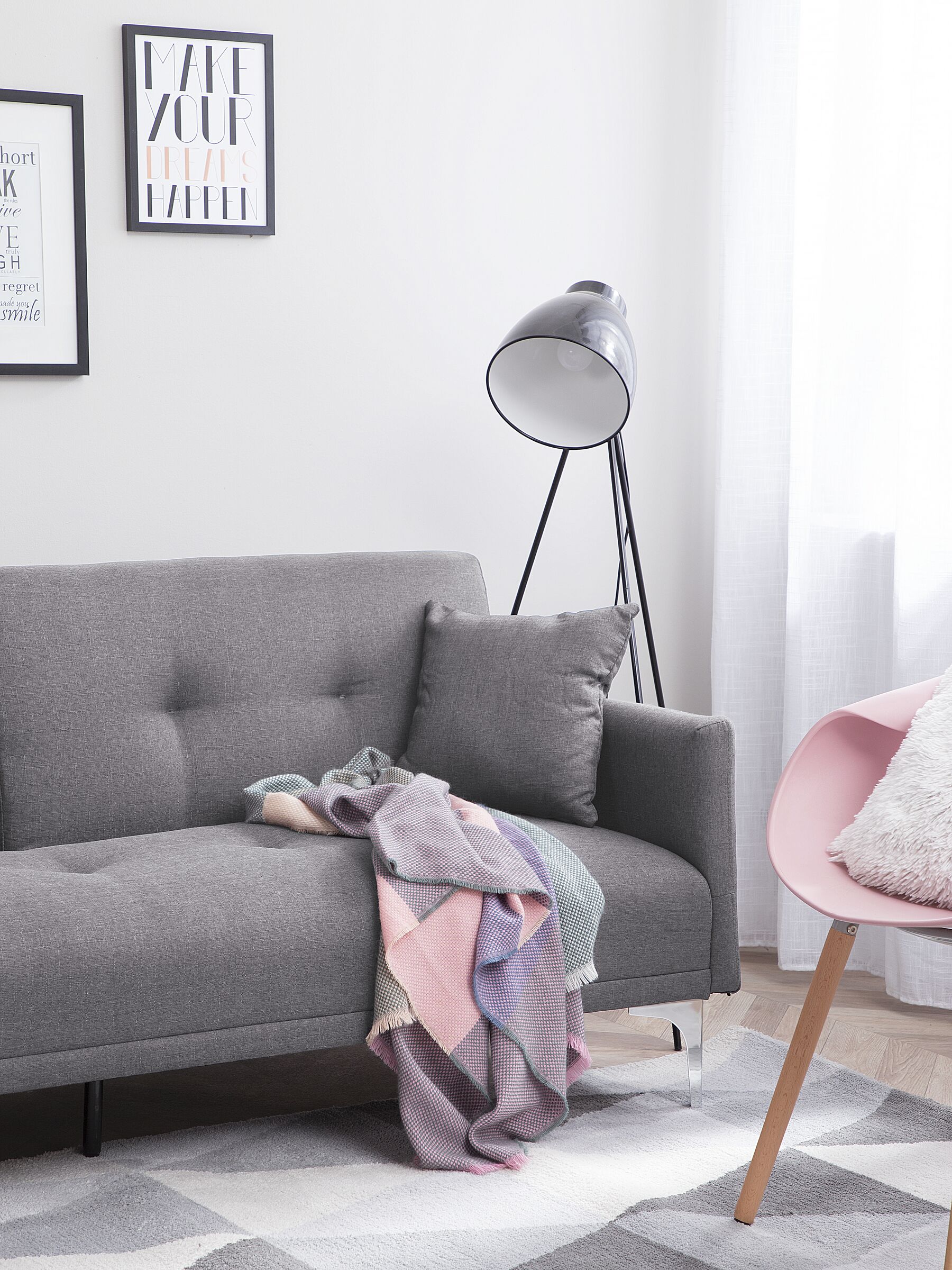 Sofa Bed LUCAN Fabric Grey 3 Seater