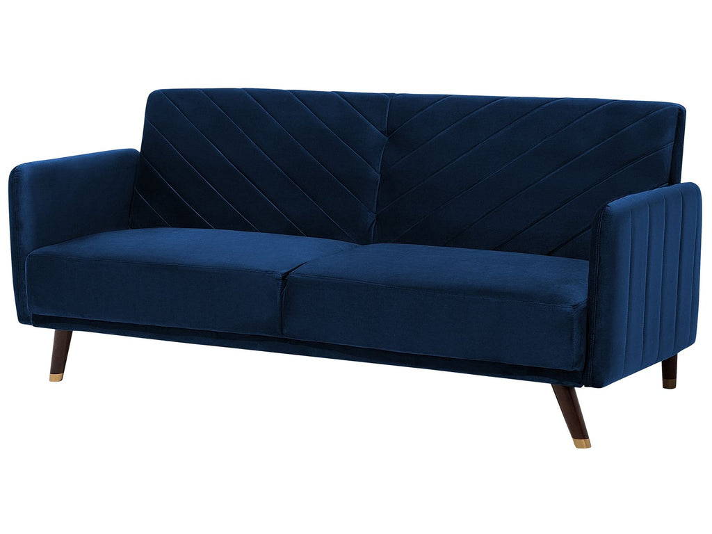 Sofa Bed SENJA Velvet Navy Blue 3 Seater