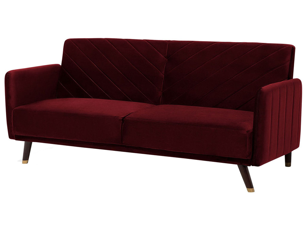 Sofa Bed SENJA Velvet Dark Red 3 Seater