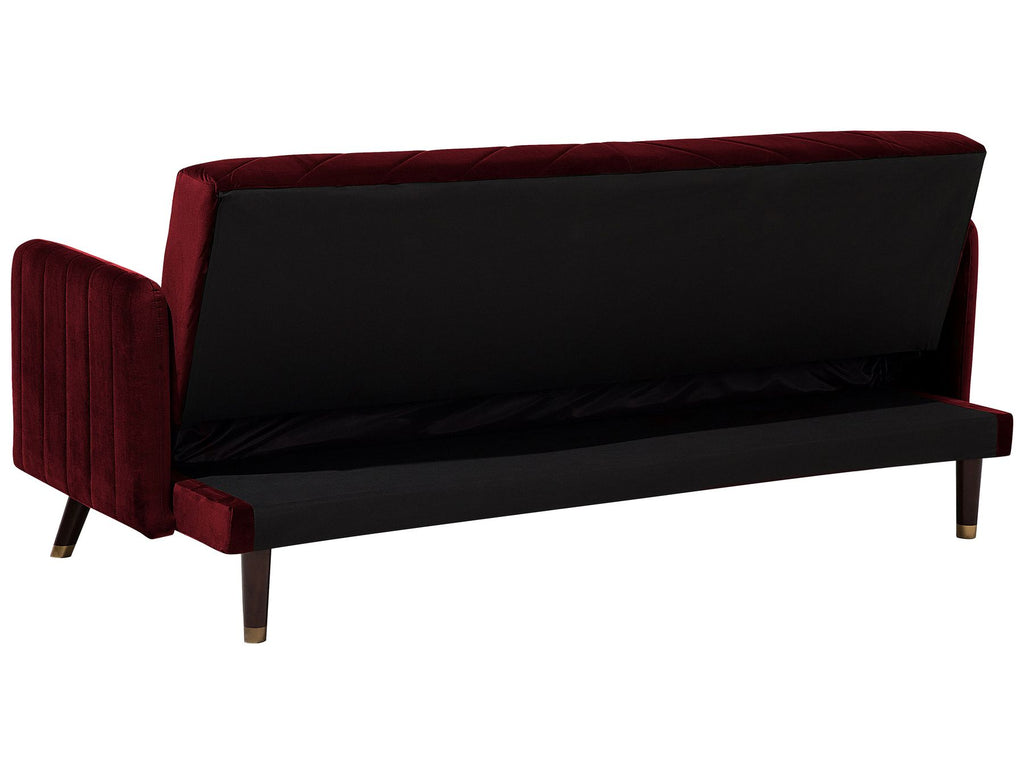 Sofa Bed SENJA Velvet Dark Red 3 Seater