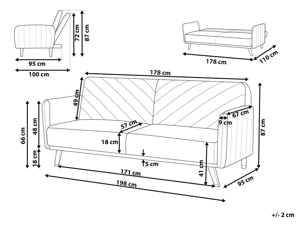 Sofa Bed SENJA Velvet Navy Blue 3 Seater