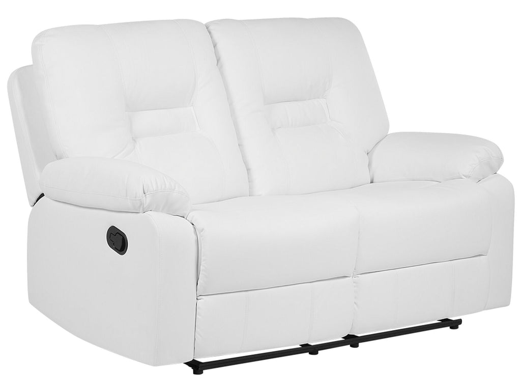 2 Seater Faux Leather Manual Recliner Sofa White BERGEN