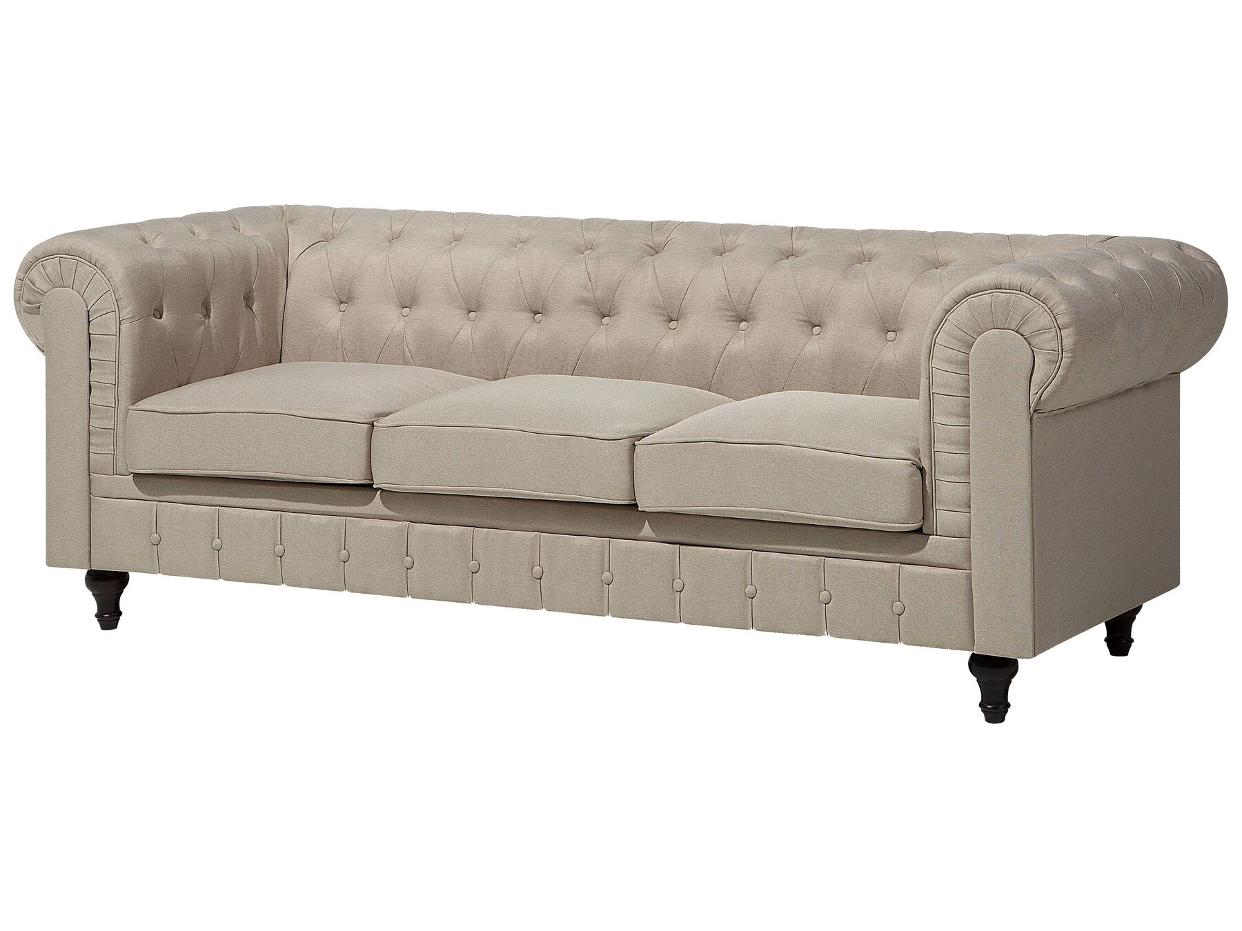 3 Seater Fabric Sofa Beige CHESTERFIELD Big