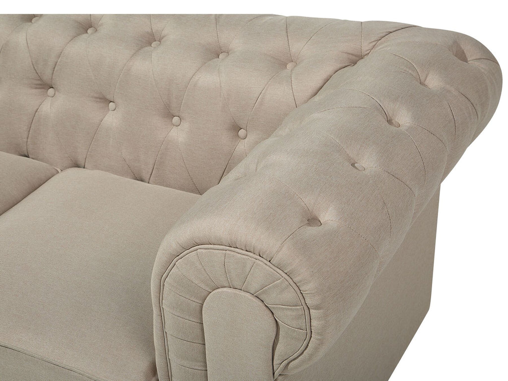 3 Seater Fabric Sofa Beige CHESTERFIELD Big