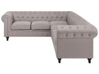 Corner Sofa CHESTERFIELD Fabric Beige 6 Seater Right Hand
