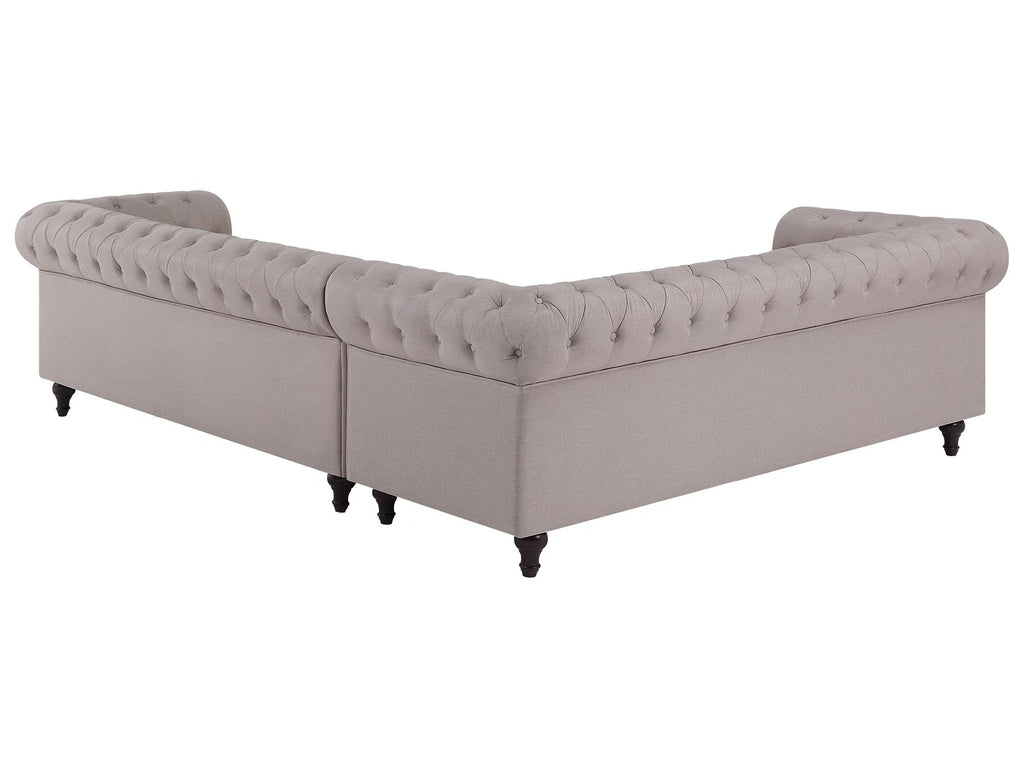 Corner Sofa CHESTERFIELD Fabric Beige 6 Seater Right Hand