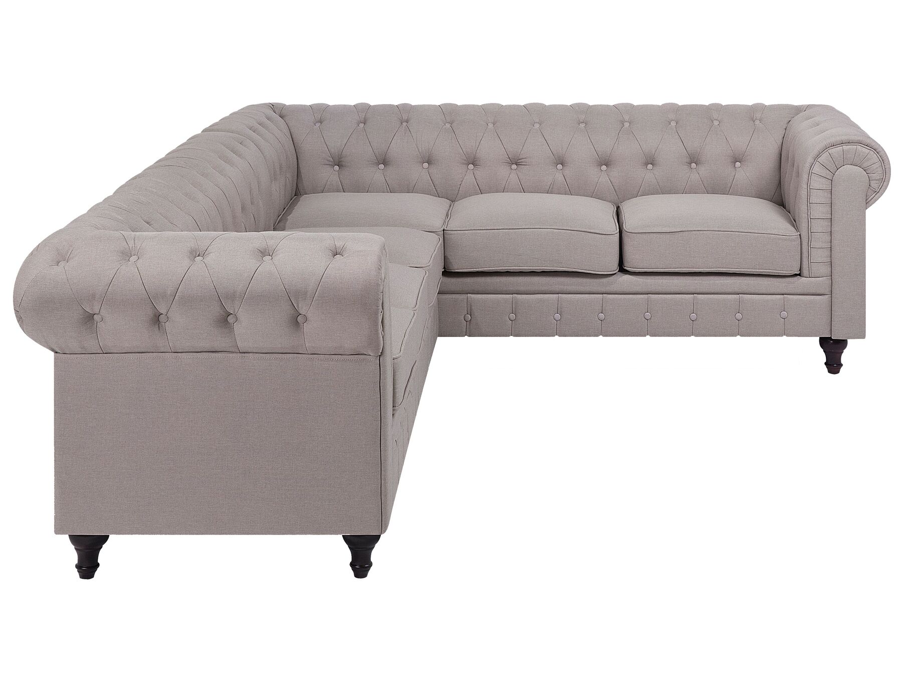 Corner Sofa CHESTERFIELD Fabric Beige 6 Seater Left Hand