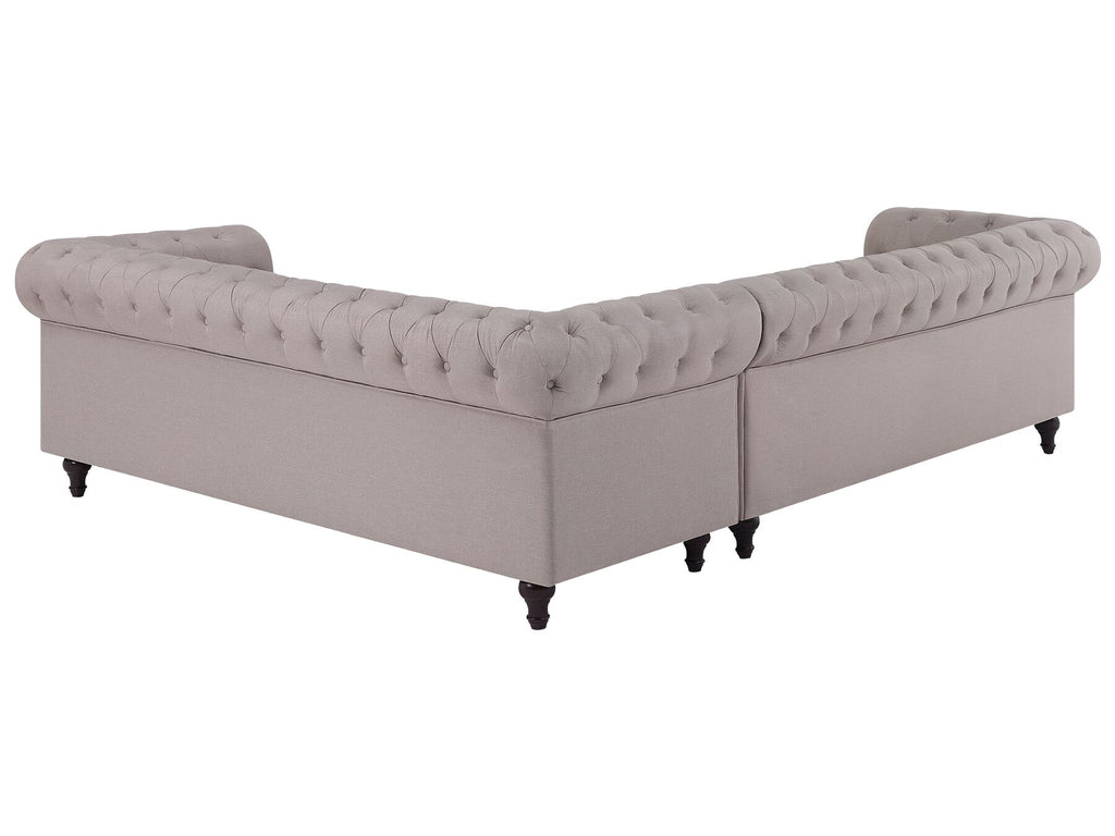 Corner Sofa CHESTERFIELD Fabric Beige 6 Seater Left Hand