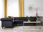 Right Hand Faux Leather Corner Sofa Black CHESTERFIELD