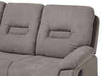 3 Seater Fabric Manual Recliner Sofa Taupe Beige BERGEN