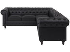 Right Hand Faux Leather Corner Sofa Black CHESTERFIELD