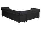 Left Hand Faux Leather Corner Sofa Black CHESTERFIELD
