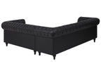 Right Hand Faux Leather Corner Sofa Black CHESTERFIELD