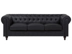Left Hand Faux Leather Corner Sofa Black CHESTERFIELD