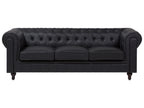 Right Hand Faux Leather Corner Sofa Black CHESTERFIELD