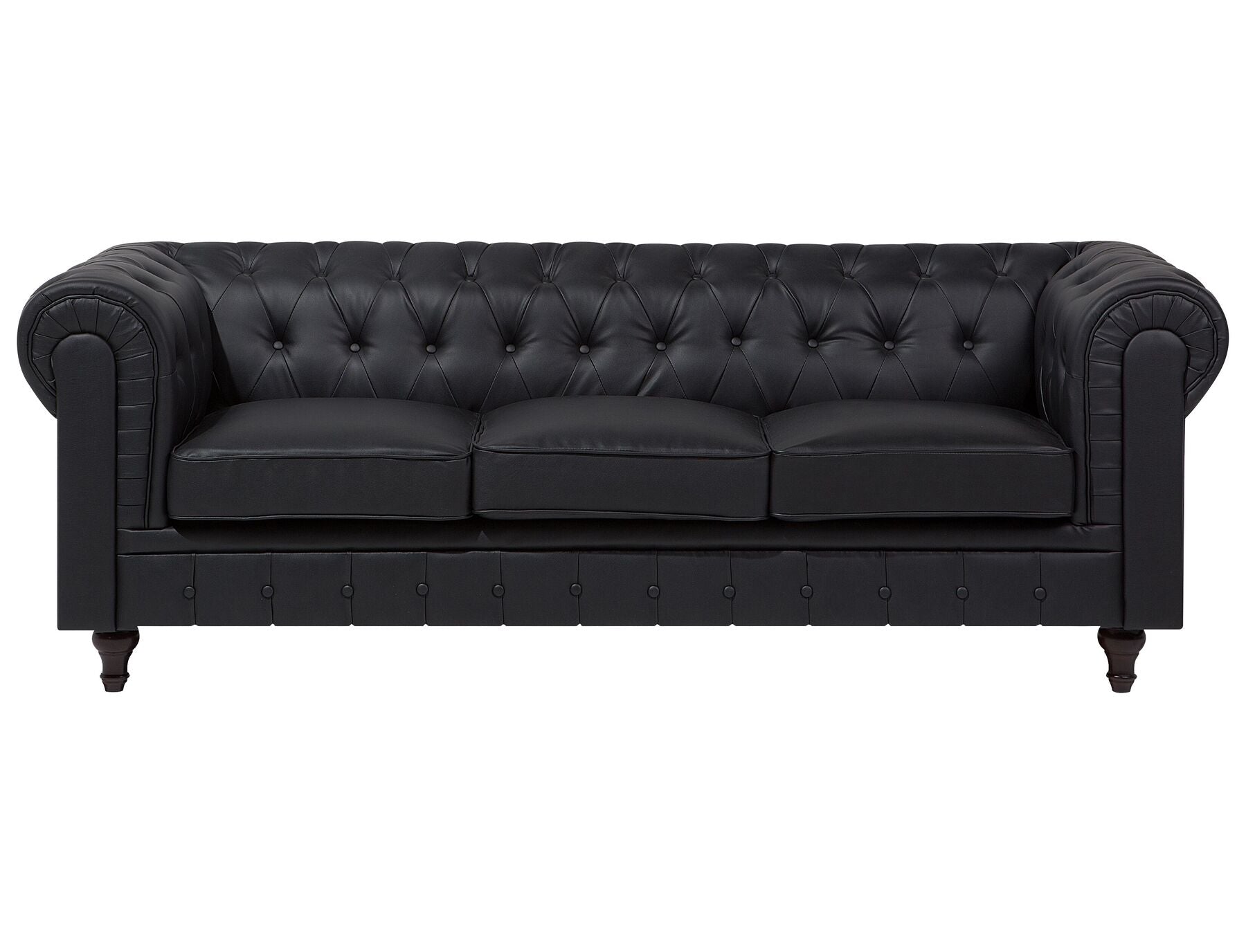 Right Hand Faux Leather Corner Sofa Black CHESTERFIELD