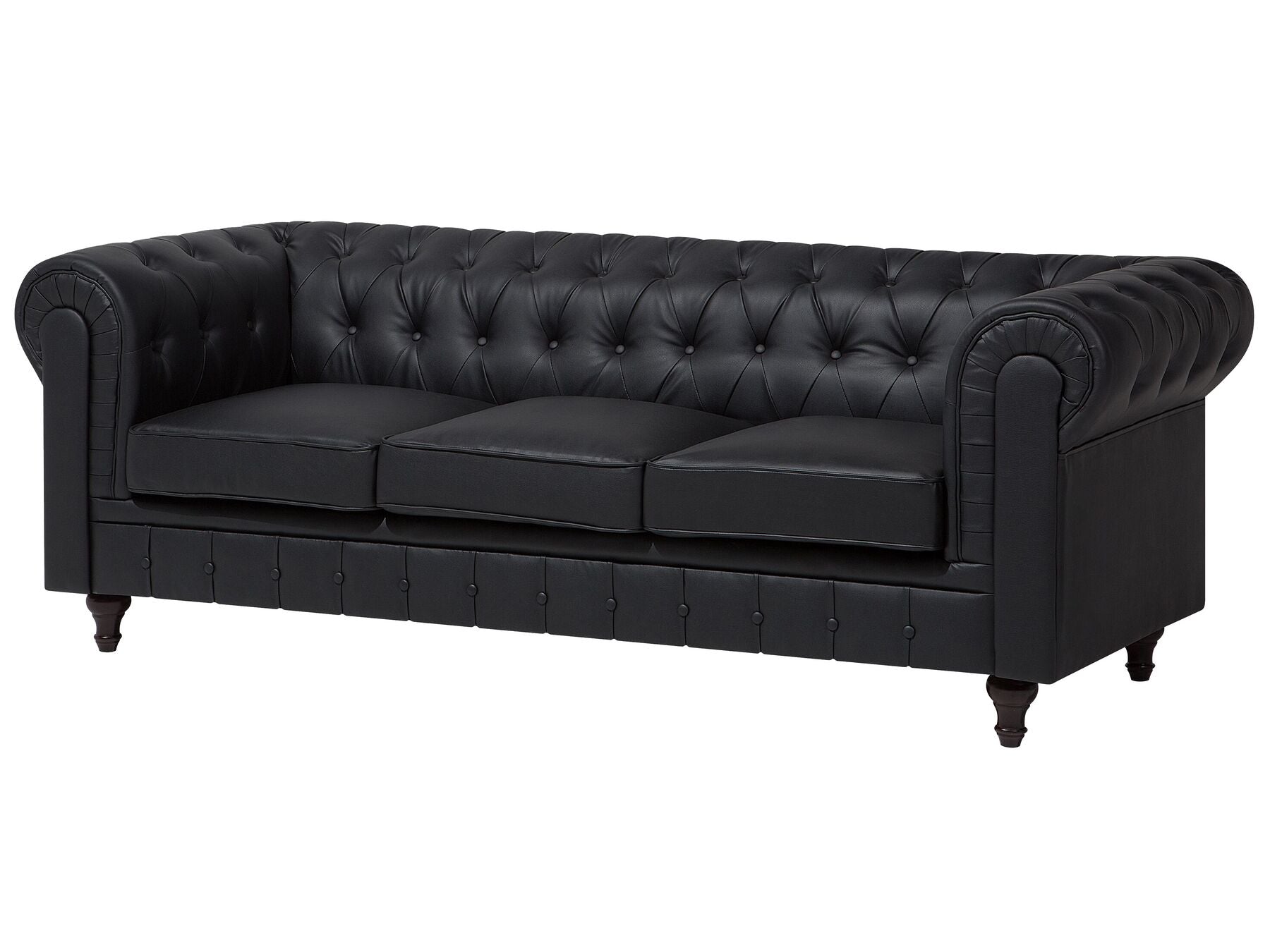 Right Hand Faux Leather Corner Sofa Black CHESTERFIELD