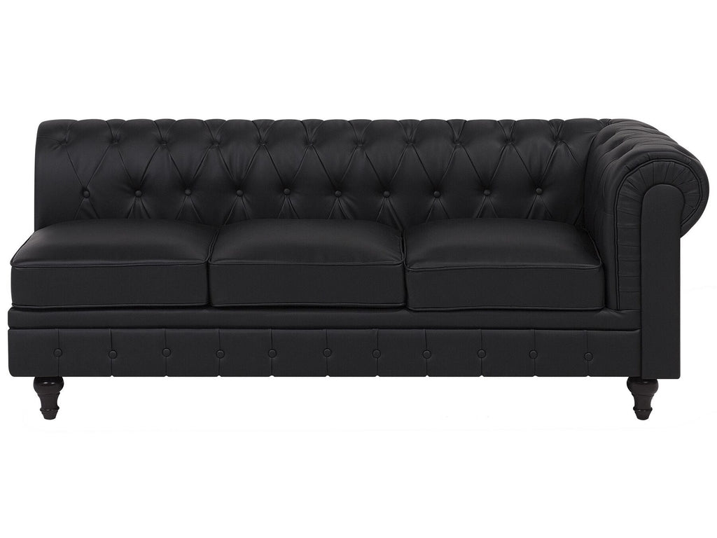 Right Hand Faux Leather Corner Sofa Black CHESTERFIELD