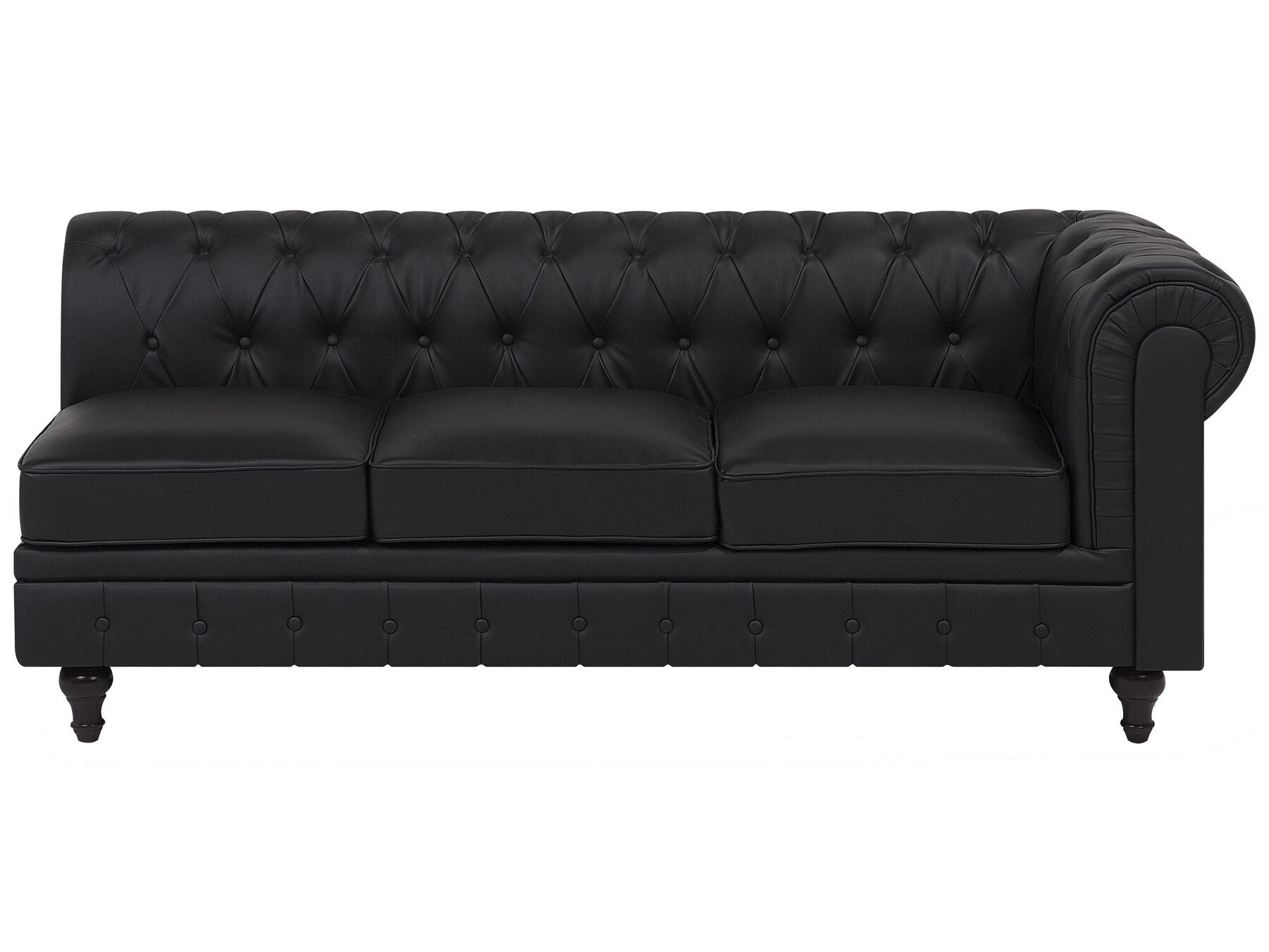 Right Hand Faux Leather Corner Sofa Black CHESTERFIELD