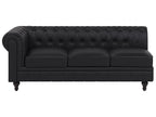 Left Hand Faux Leather Corner Sofa Black CHESTERFIELD