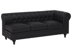 Right Hand Faux Leather Corner Sofa Black CHESTERFIELD