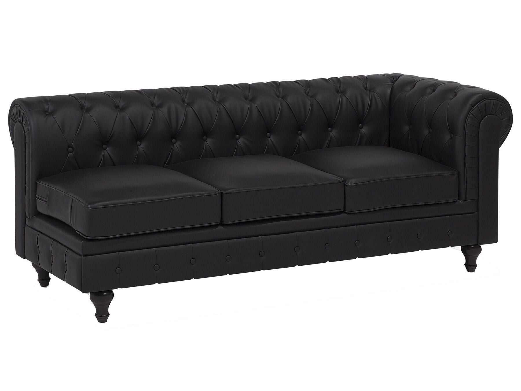 Right Hand Faux Leather Corner Sofa Black CHESTERFIELD