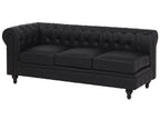 Left Hand Faux Leather Corner Sofa Black CHESTERFIELD
