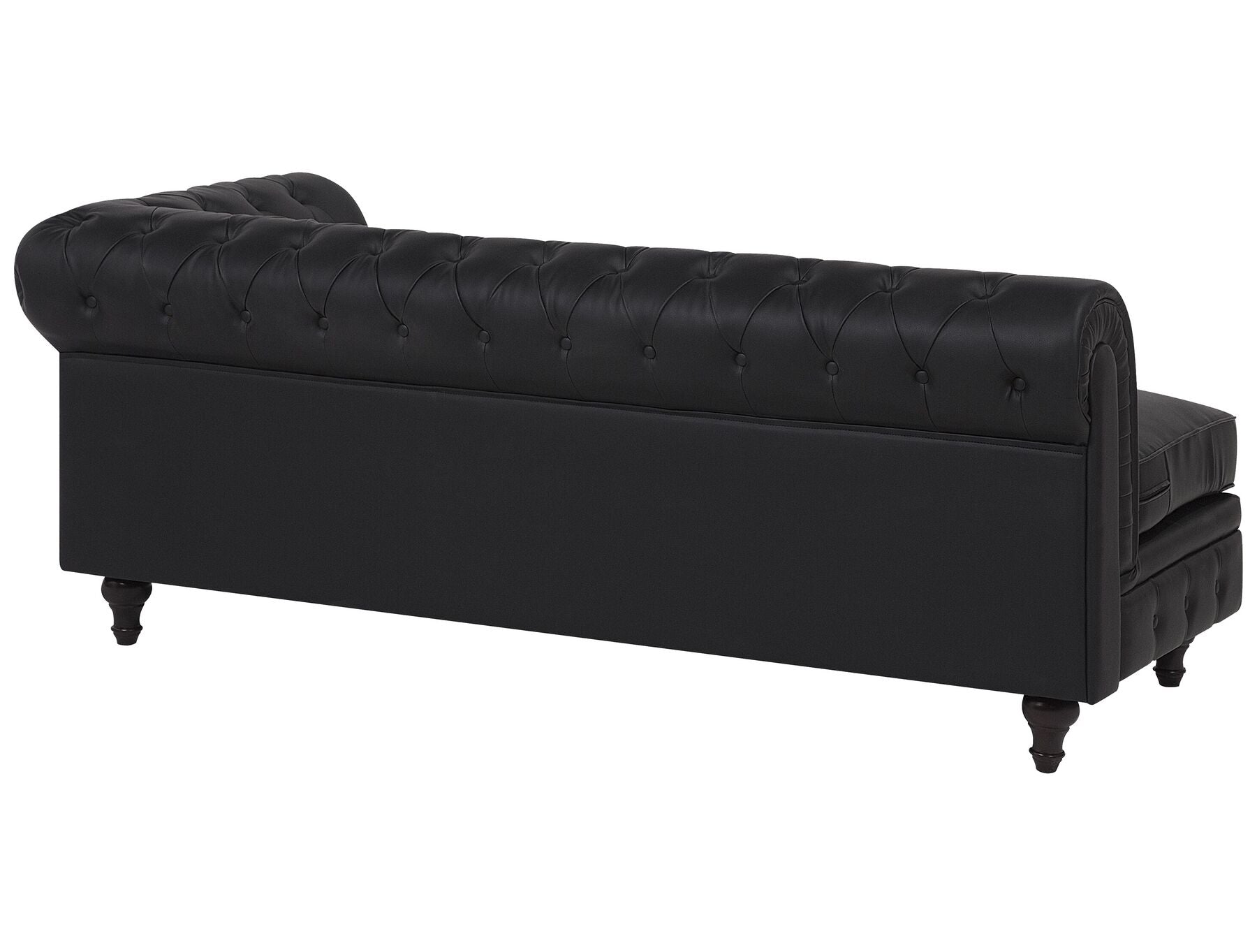 Right Hand Faux Leather Corner Sofa Black CHESTERFIELD