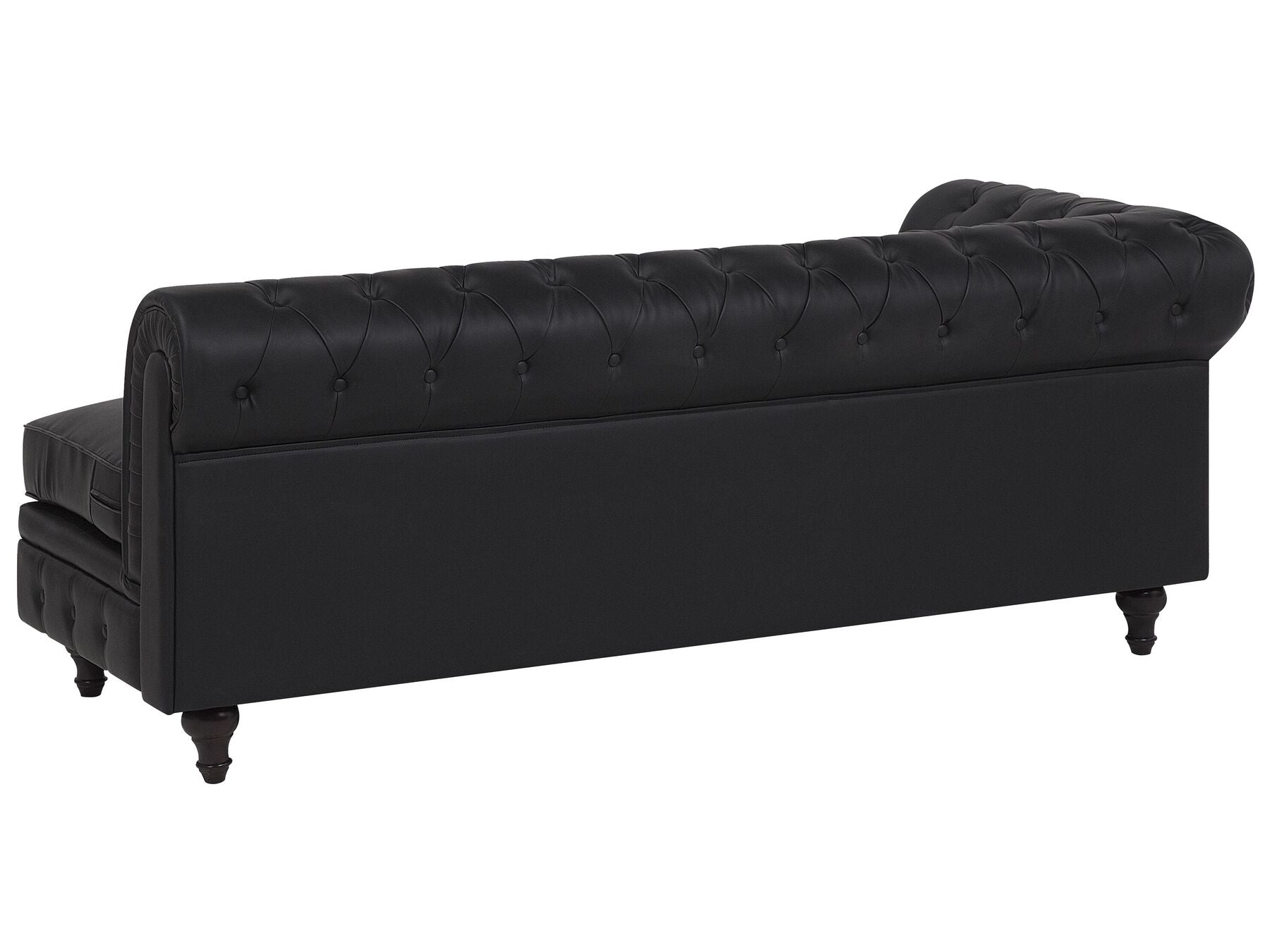 Left Hand Faux Leather Corner Sofa Black CHESTERFIELD