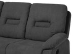 3 Seater Fabric Manual Recliner Sofa Grey BERGEN
