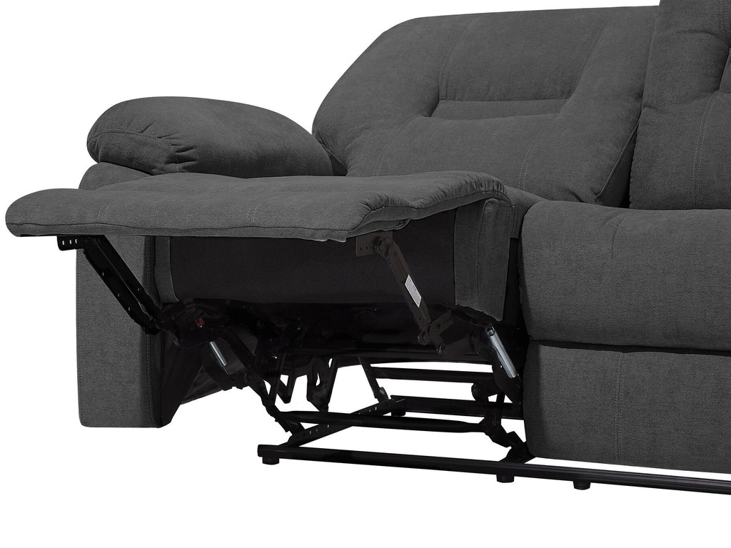 3 Seater Fabric Manual Recliner Sofa Grey BERGEN
