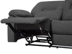 3 Seater Fabric Manual Recliner Sofa Grey BERGEN