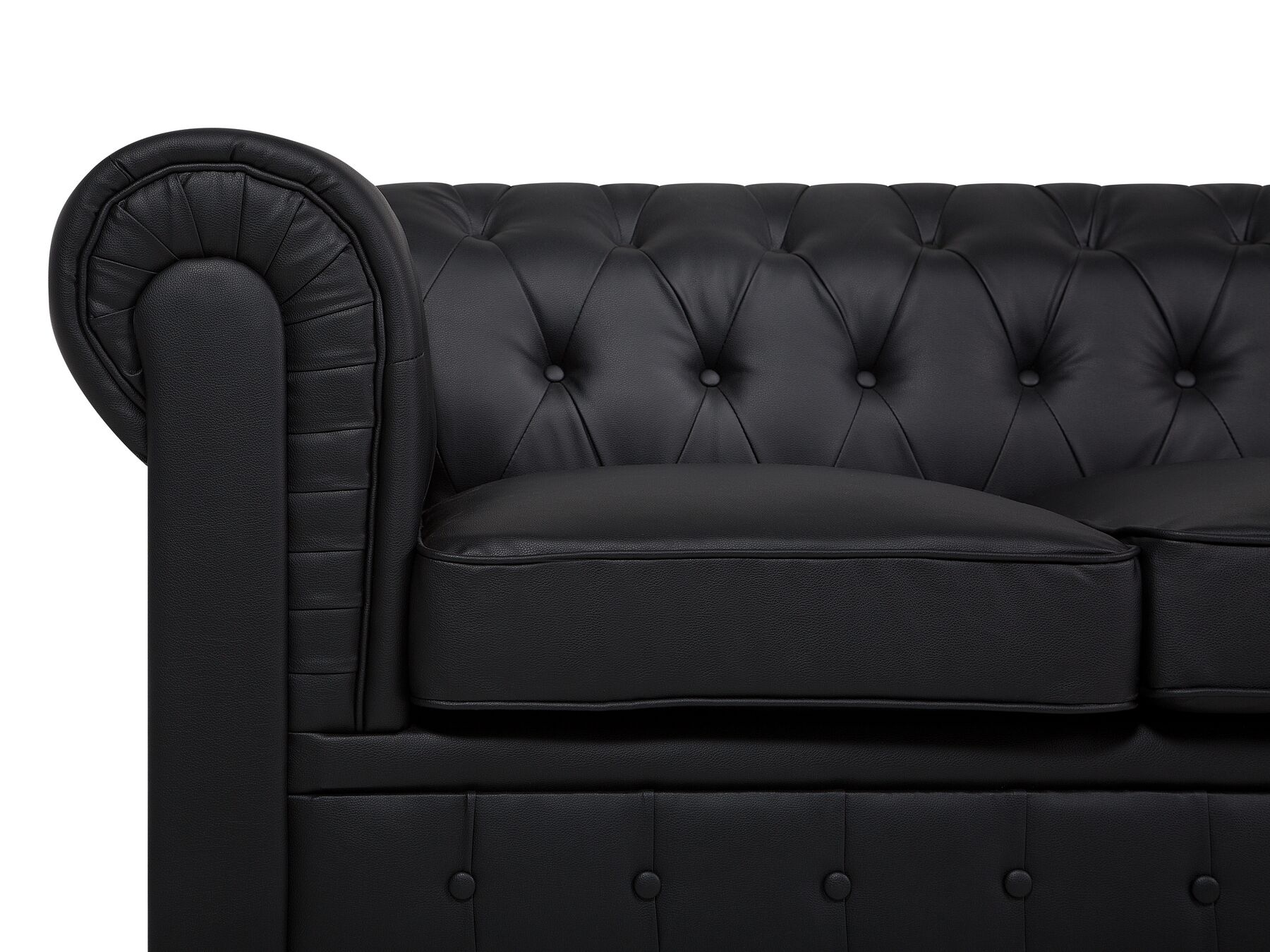 Right Hand Faux Leather Corner Sofa Black CHESTERFIELD