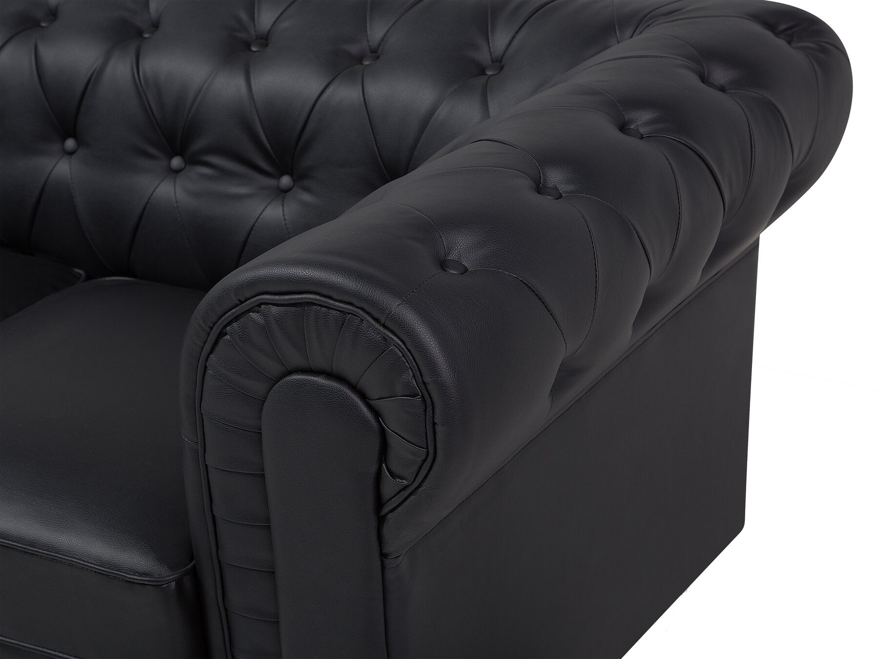 Right Hand Faux Leather Corner Sofa Black CHESTERFIELD