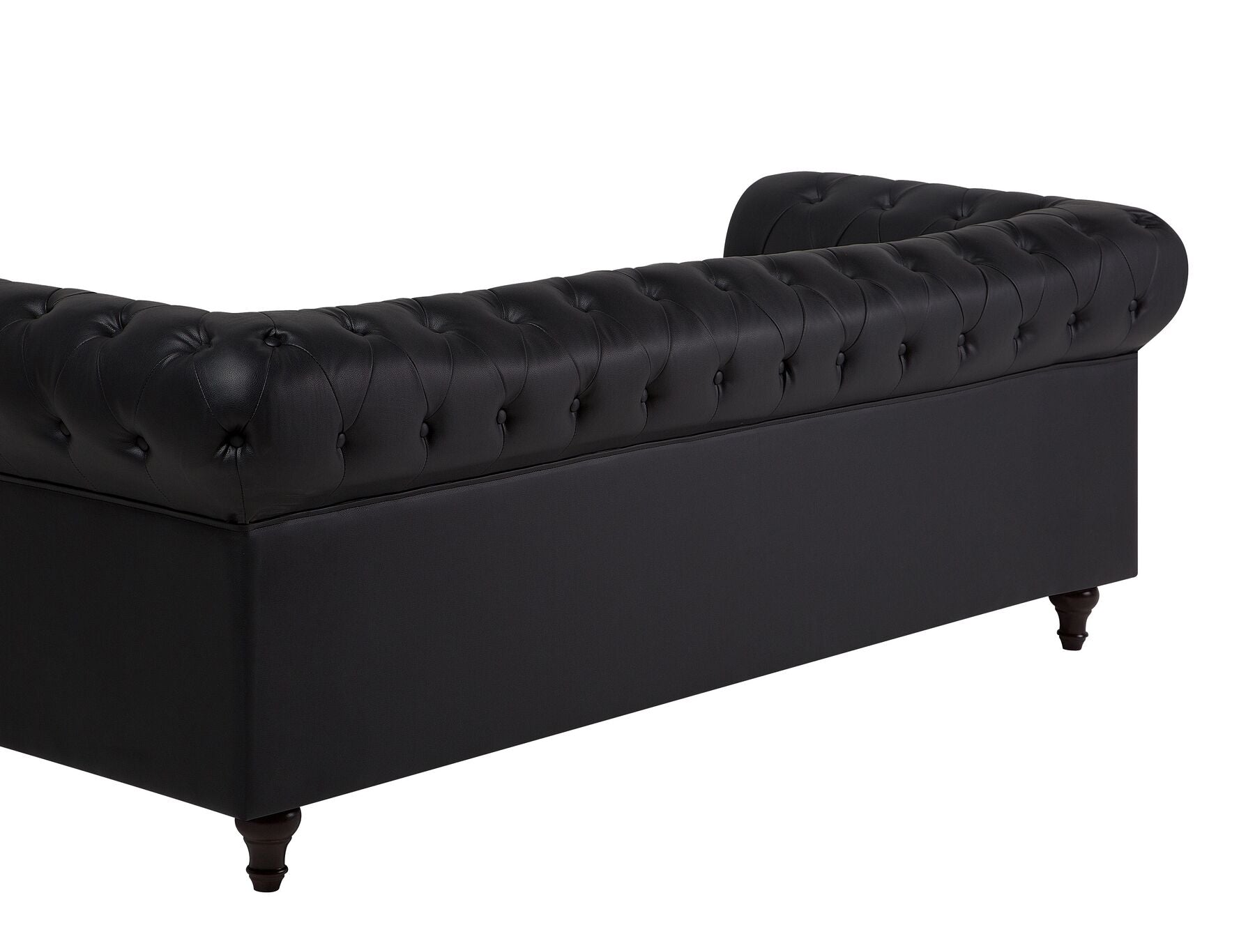 Right Hand Faux Leather Corner Sofa Black CHESTERFIELD