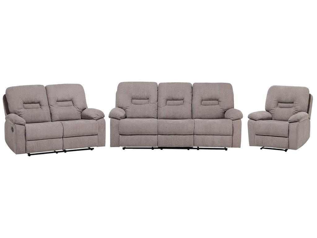 2 Seater Fabric Manual Recliner Sofa Taupe Beige BERGEN