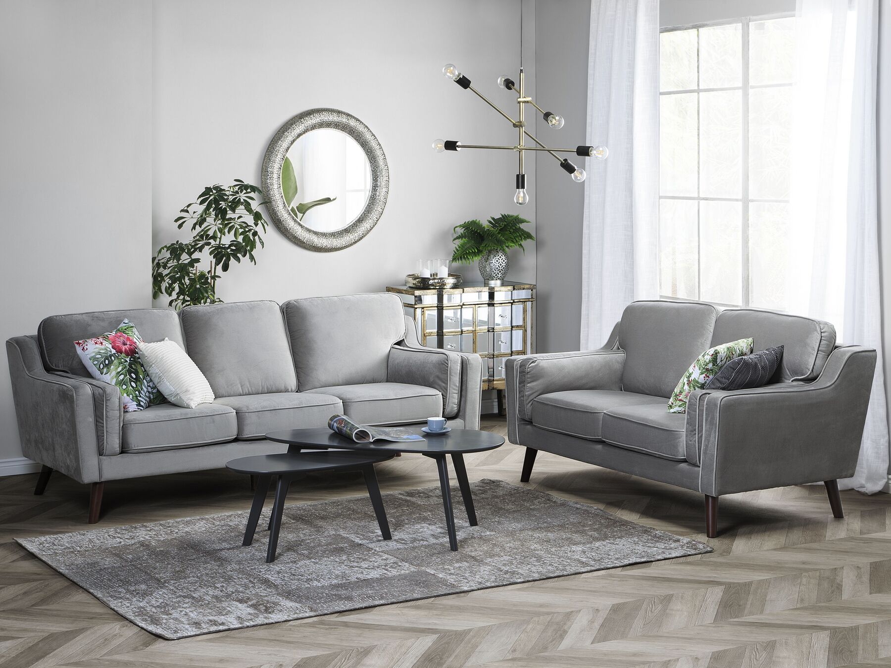3 Seater Velvet Sofa Light Grey LOKKA