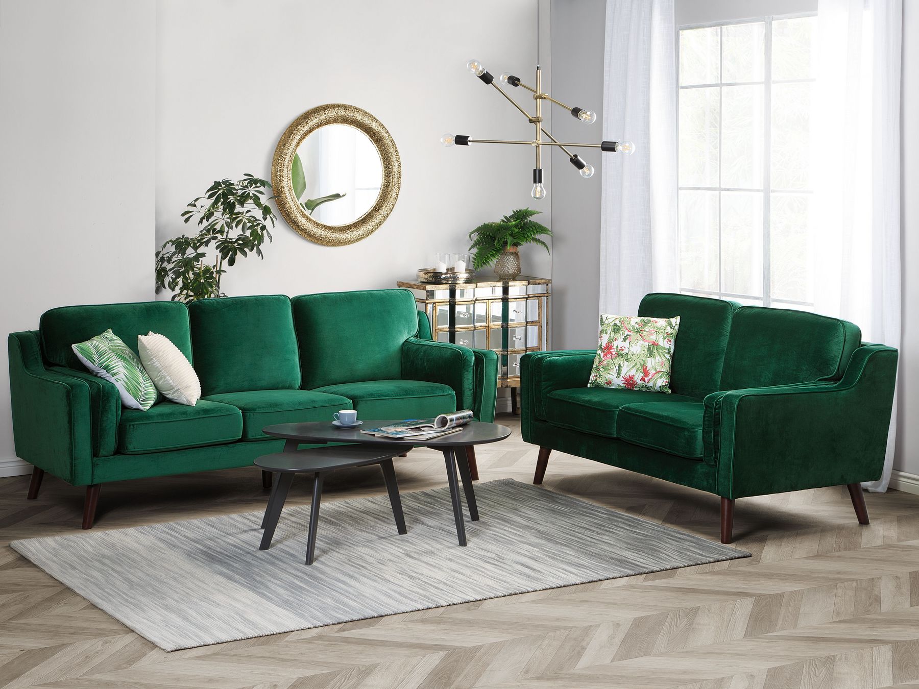 3 Seater Velvet Sofa Green LOKKA