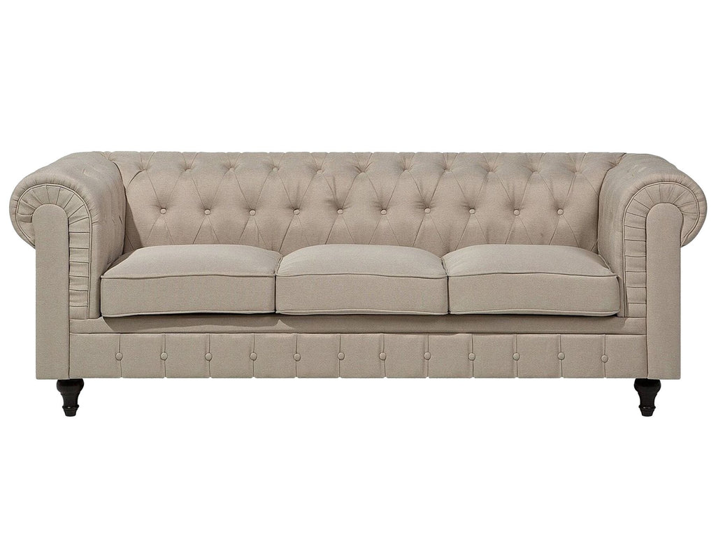 3 Seater Fabric Sofa Beige CHESTERFIELD Big
