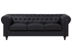 3 Seater Faux Leather Sofa Black CHESTERFIELD Big