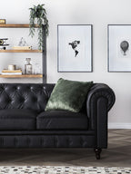 3 Seater Faux Leather Sofa Black CHESTERFIELD Big