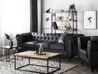 3 Seater Faux Leather Sofa Black CHESTERFIELD Big