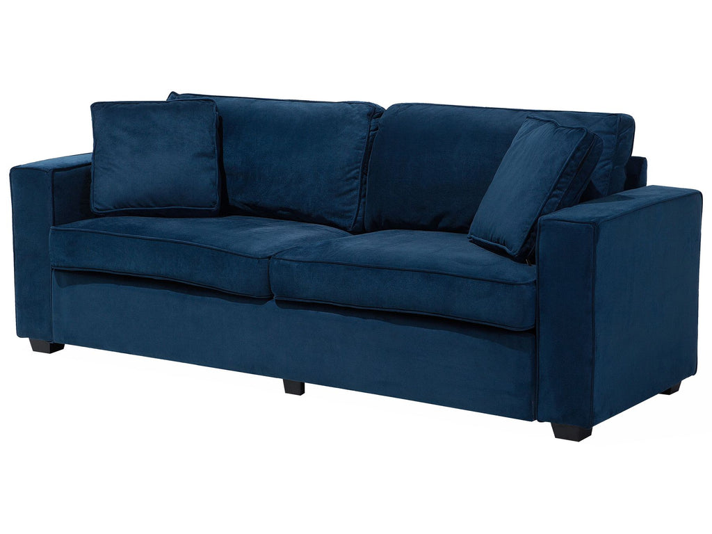 3 Seater Velvet Sofa Navy Blue FALUN